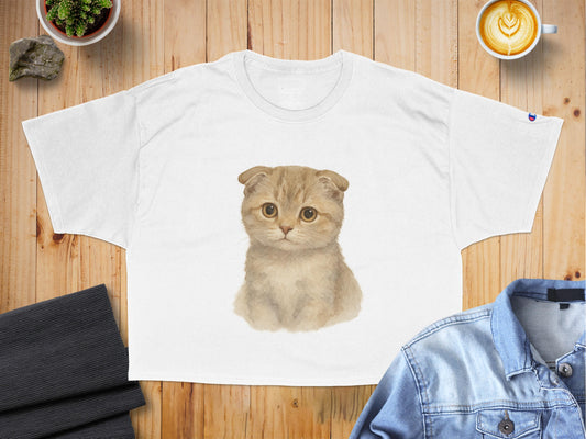 Adorable Kitten Printed Graphic White T-shirt product type