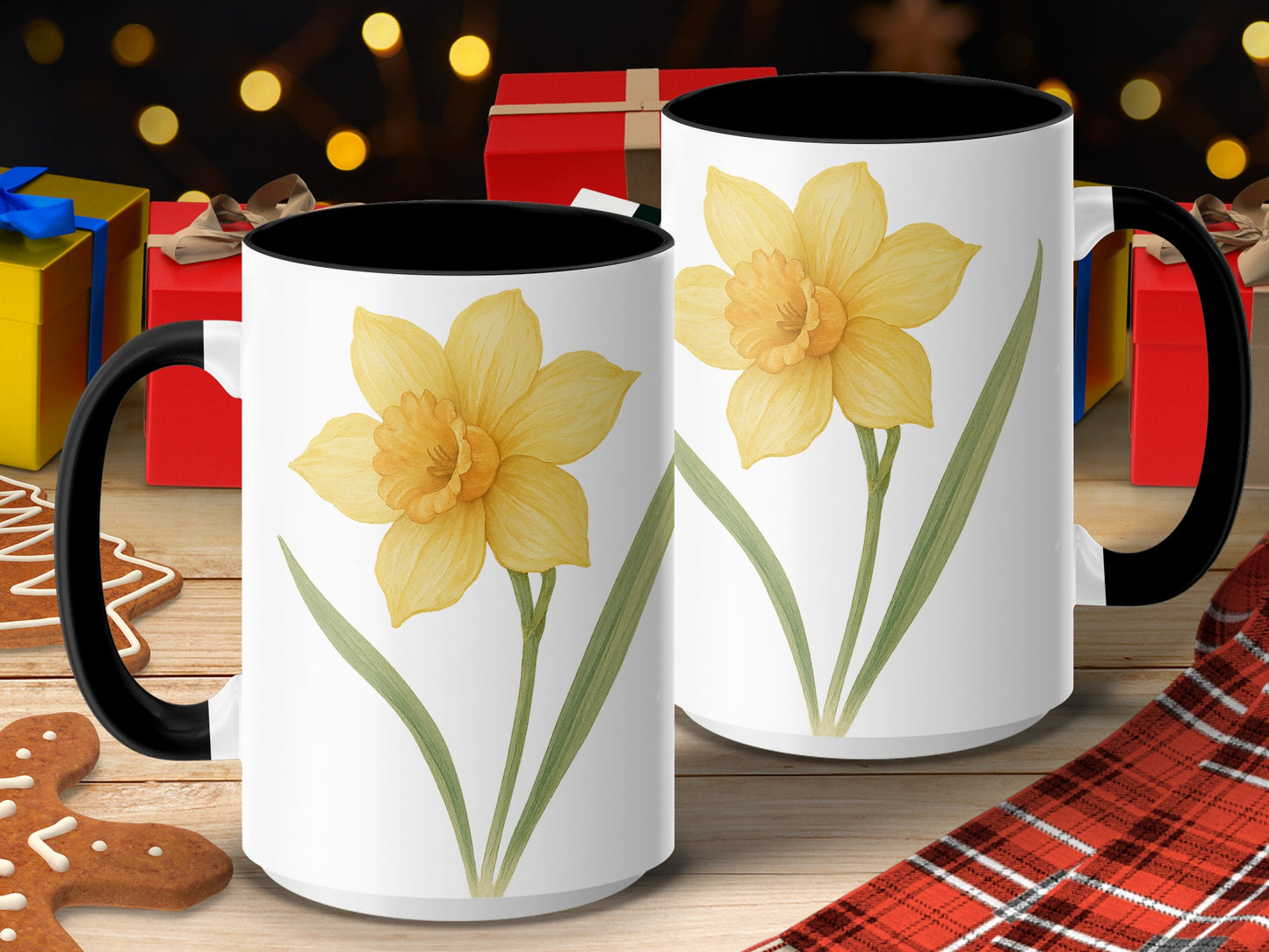 Cheerful Yellow Daffodil Print White Gift Mug product type