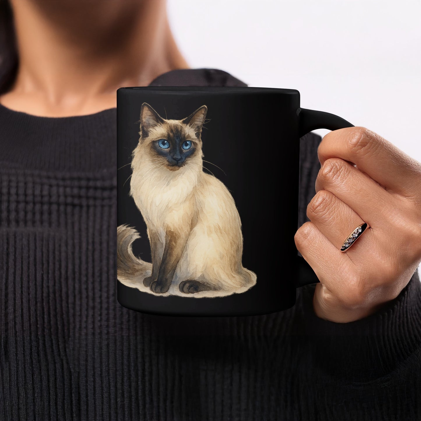 Siamese Cat Art Black Coffee Mug Product