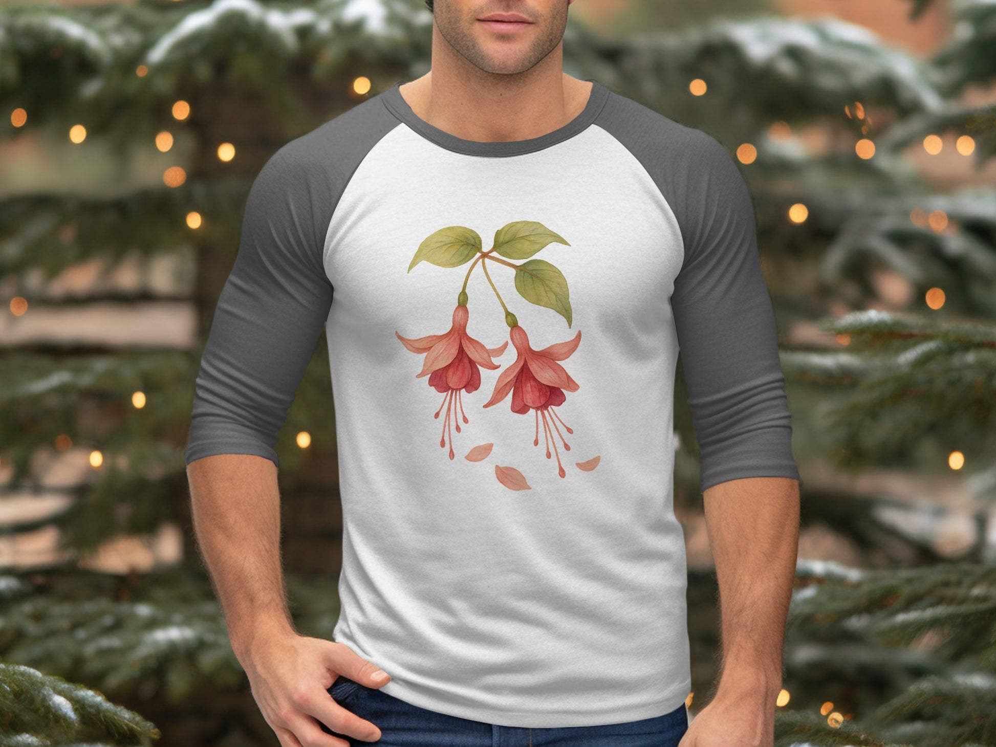 Floral Design Long Sleeve Raglan Shirt product