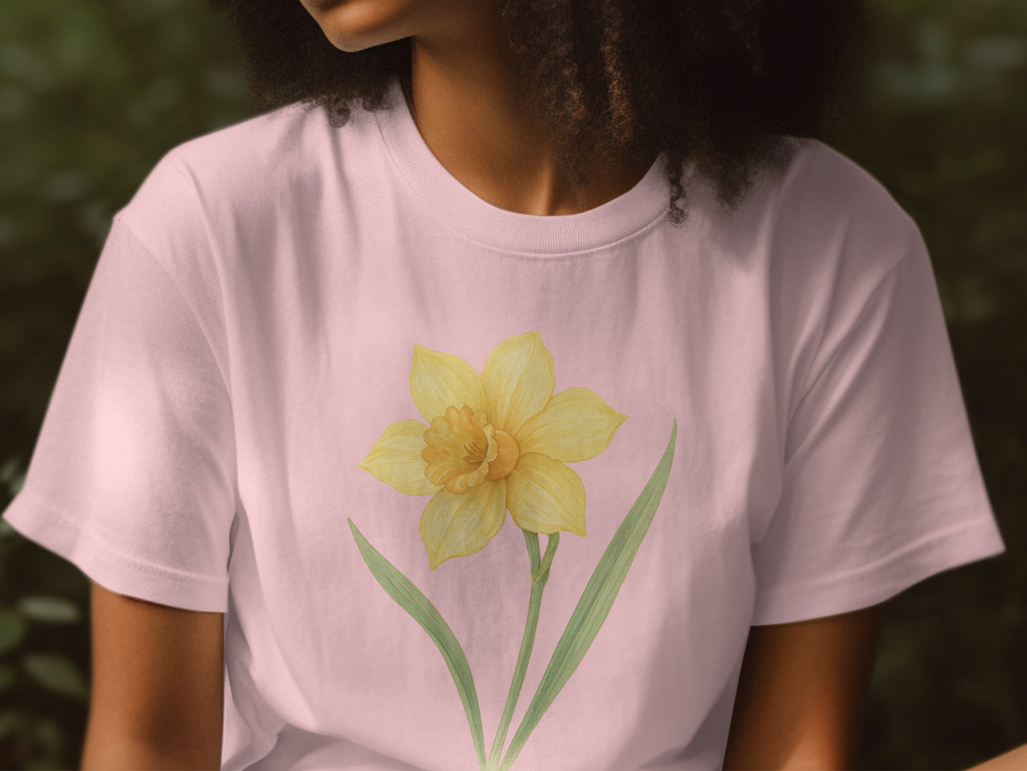 Beautiful Yellow Daffodil Design Pink T-shirt product type