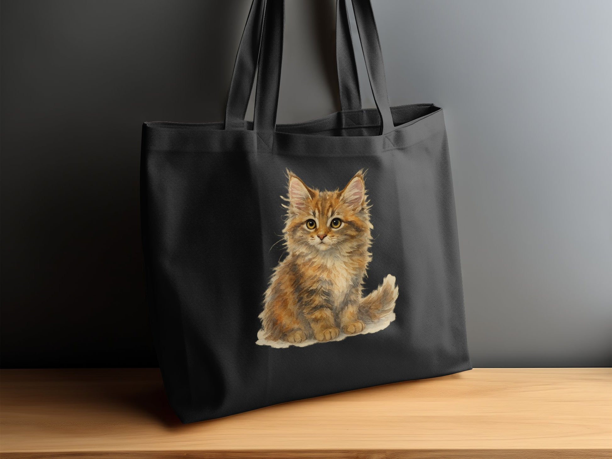 Cute Fluffy Kitten Print with Black Background Bag product type