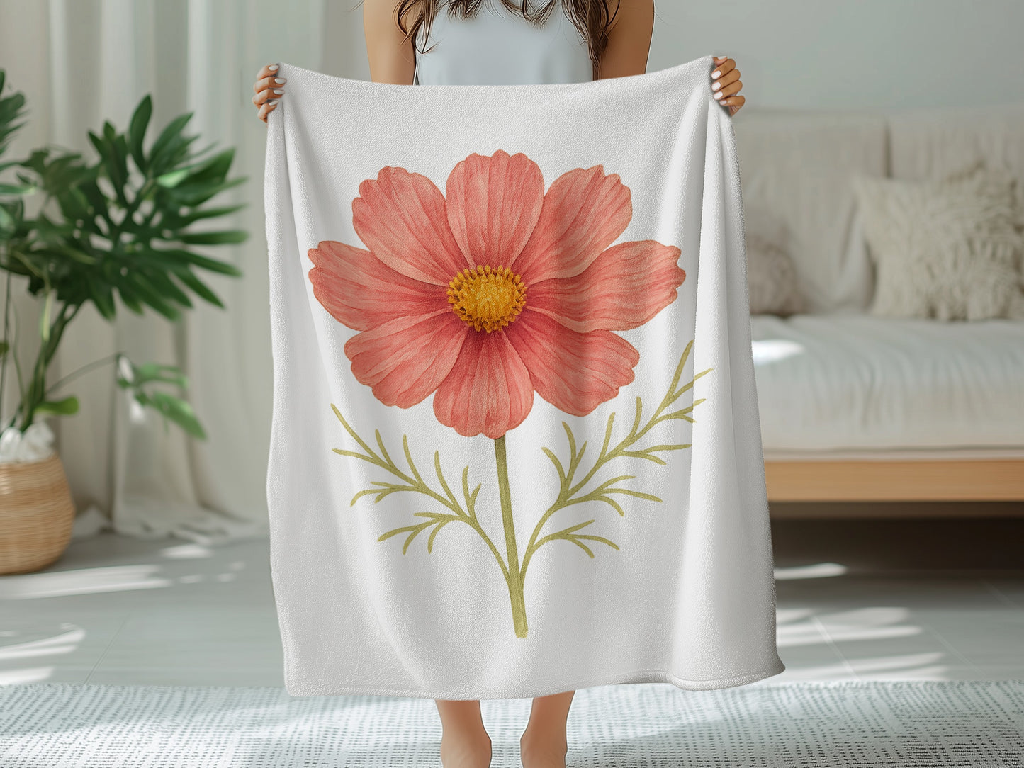 Elegant Red Flower Design Soft Cozy Blanket product