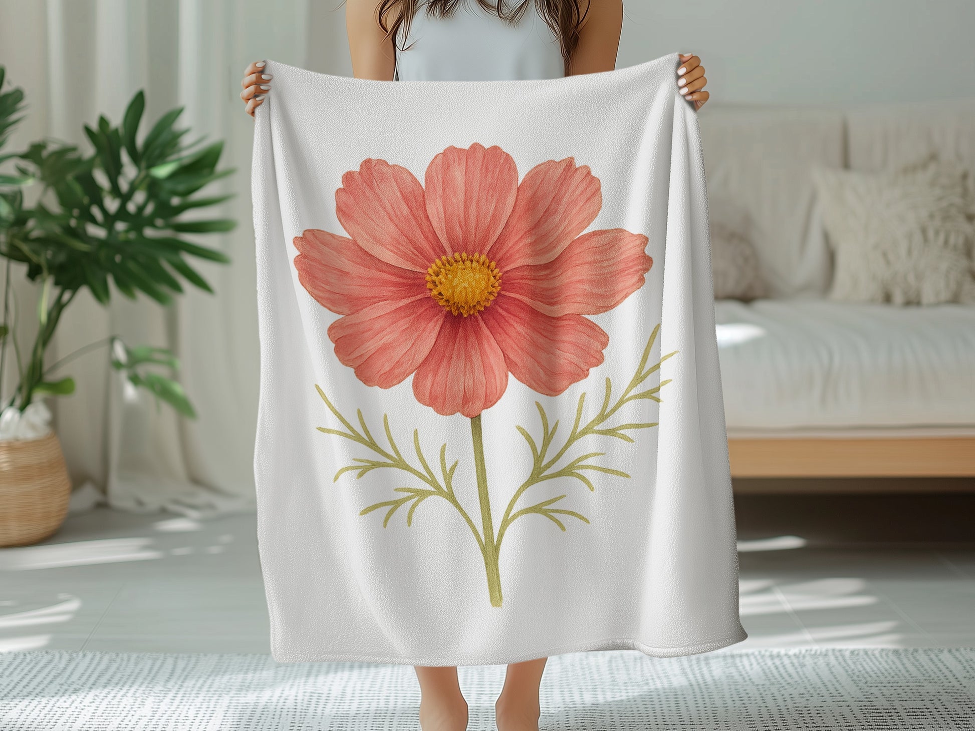 Elegant Red Flower Design Soft Cozy Blanket product