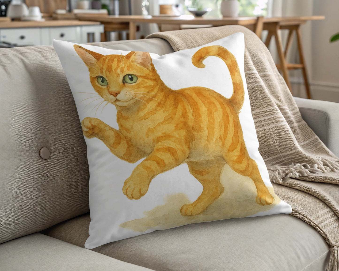 Adorable Orange Tabby Cat Decorative Pillow product