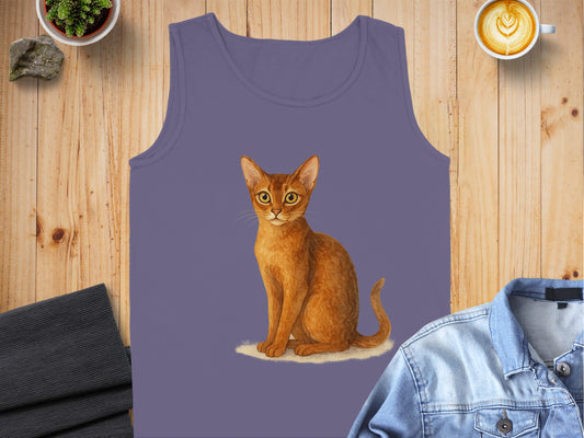 Adorable Illustrated Cat Design on Tank Top product type
