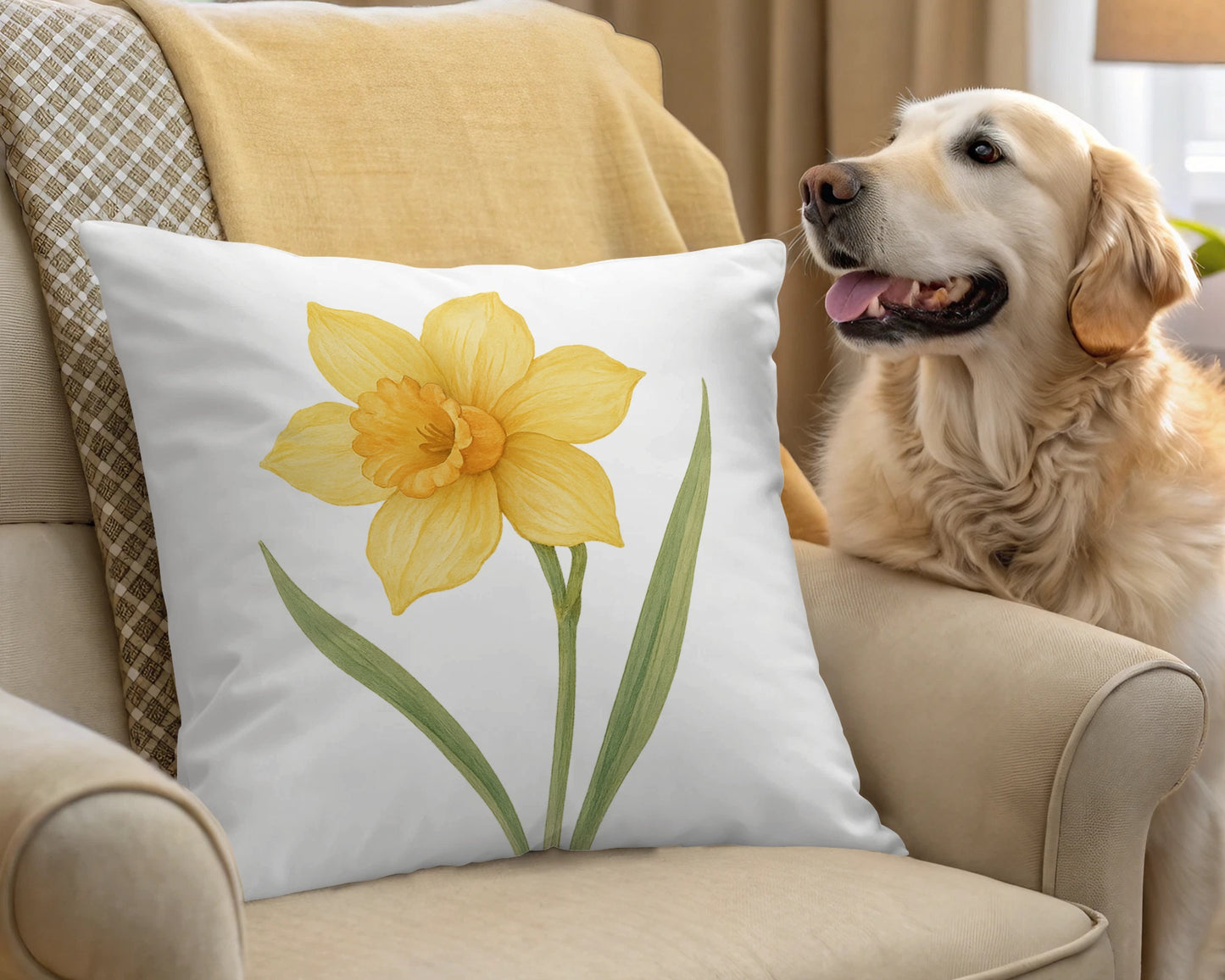 Daffodil Design Throw Pillow for Cozy Home Decor product