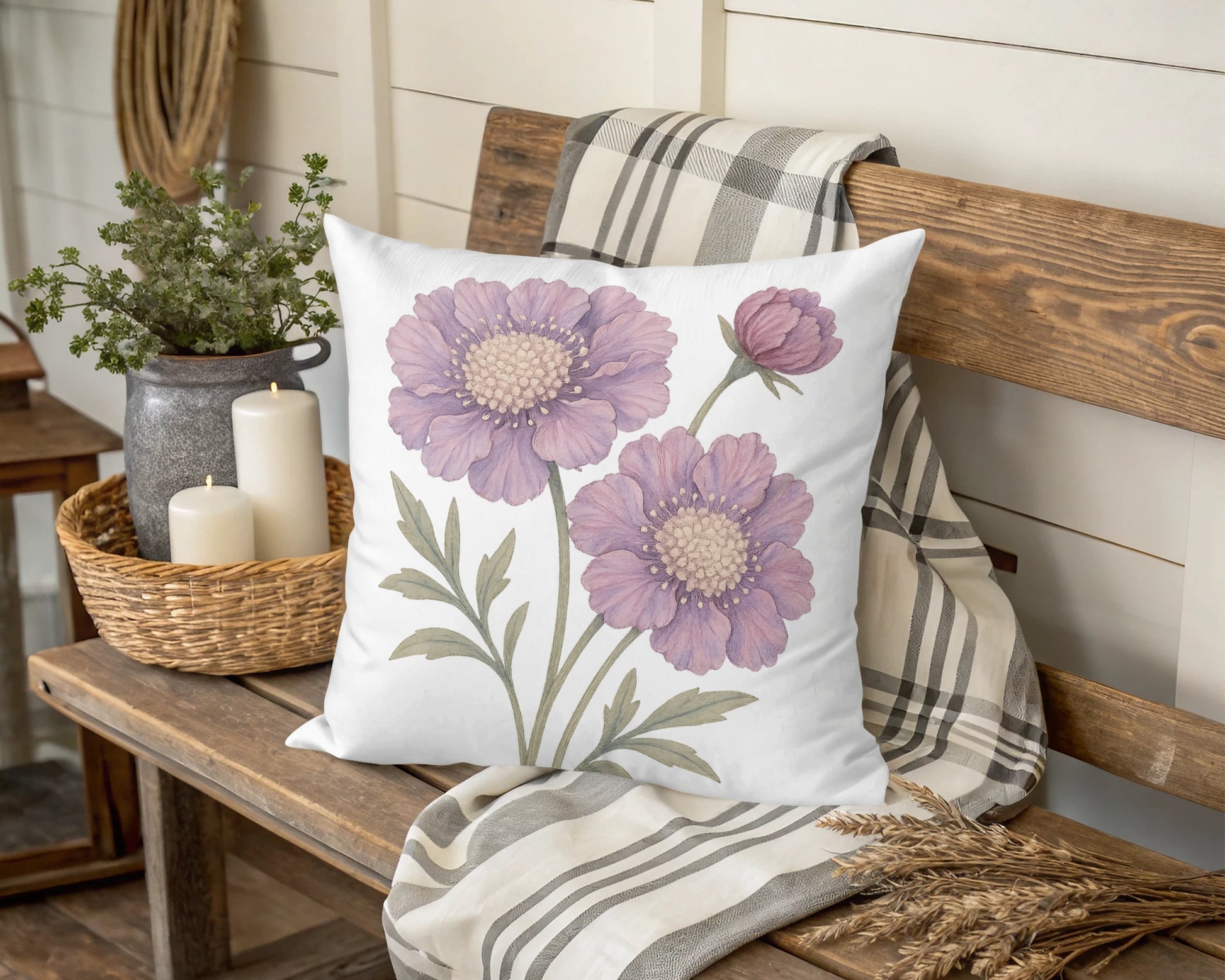 Purple Floral Design Throw Pillow Home Decor product type