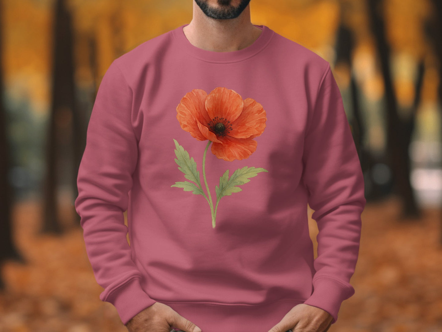 Vibrant Red Poppy Floral Design Sweatshirt product type