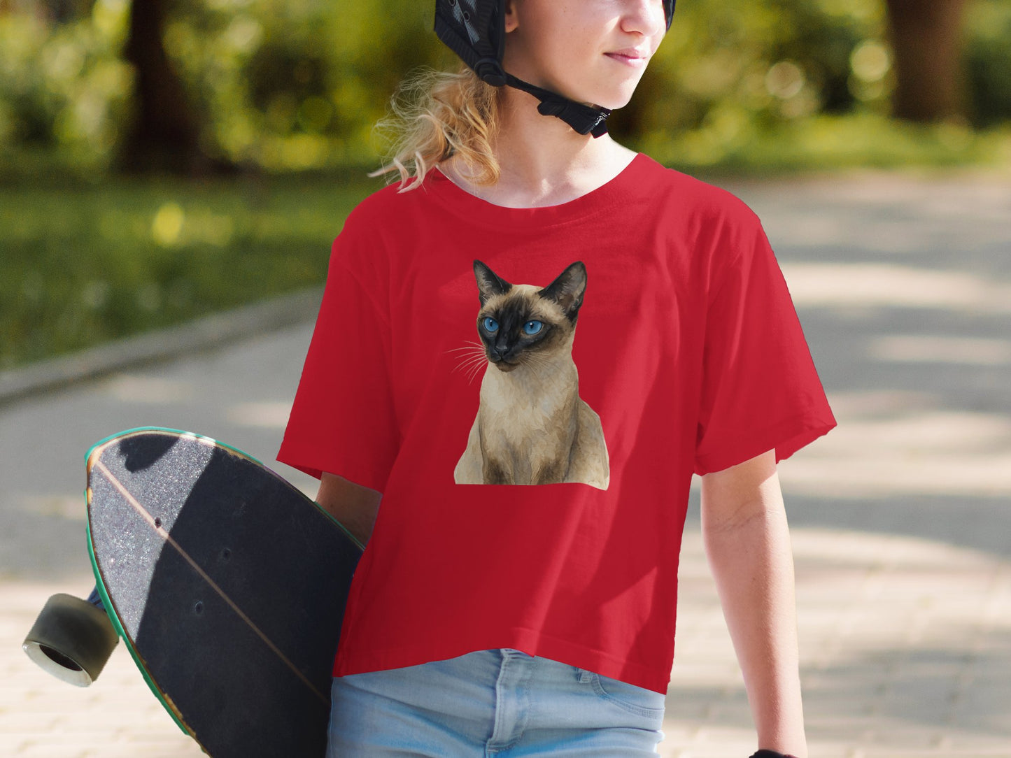 Stylish Red T-Shirt with Adorable Cat Print product type