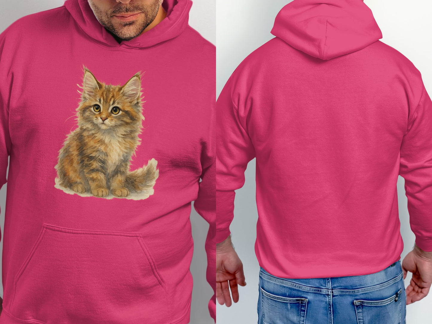 Cute Kitten Graphic Pink Hooded Sweatshirt product