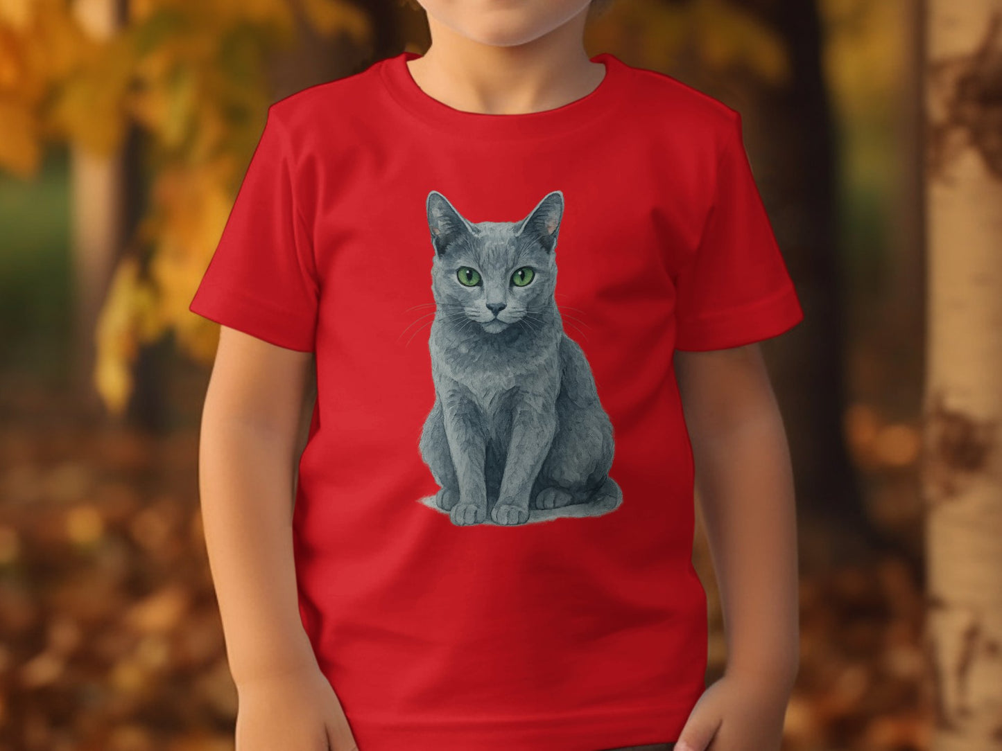 Cute Russian Blue Cat Design Red Kids T-Shirt product