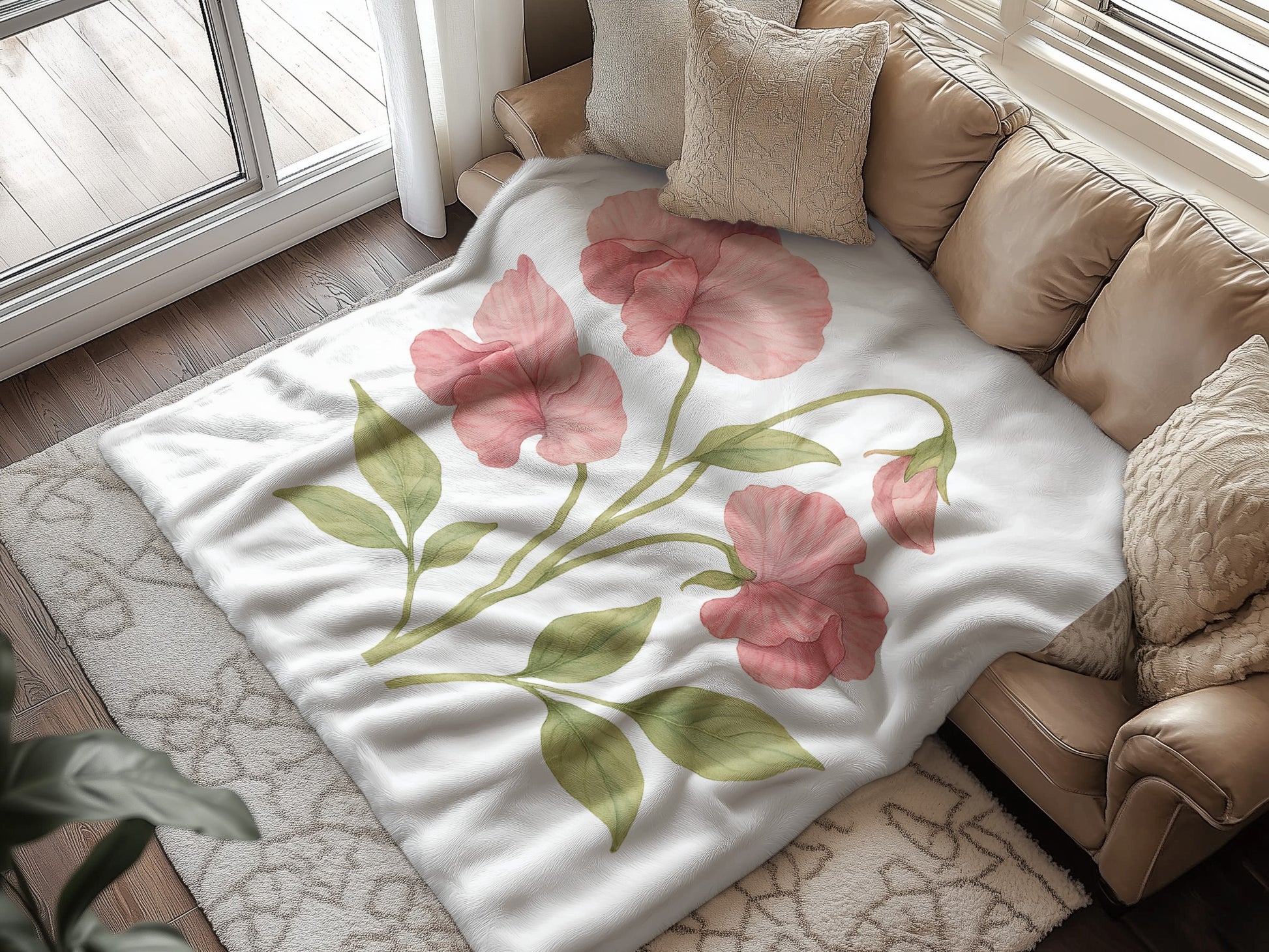 Pink Floral Design Cozy Blanket product