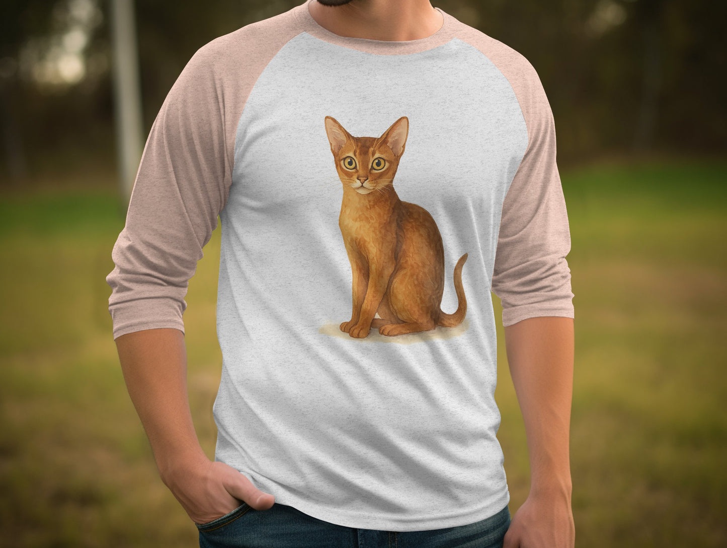 Brown Cat Graphic on Long Sleeve Raglan T-shirt product type