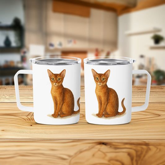 Cute Brown Cat Print White Coffee Mug product