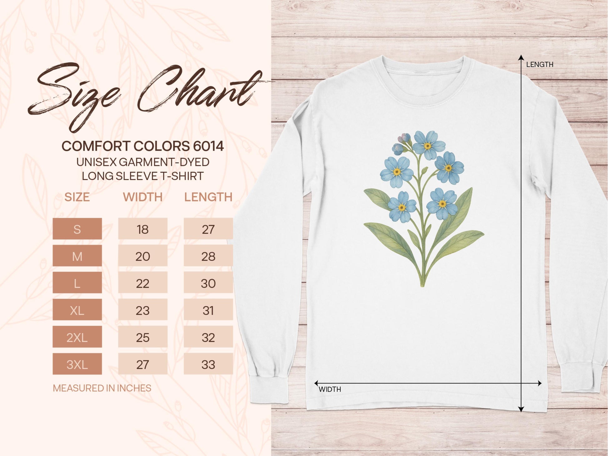 Blue Flowers Design Long Sleeve Shirt product type