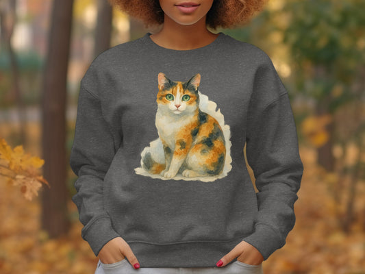 Colorful Artistic Cat Print Cozy Sweatshirt product