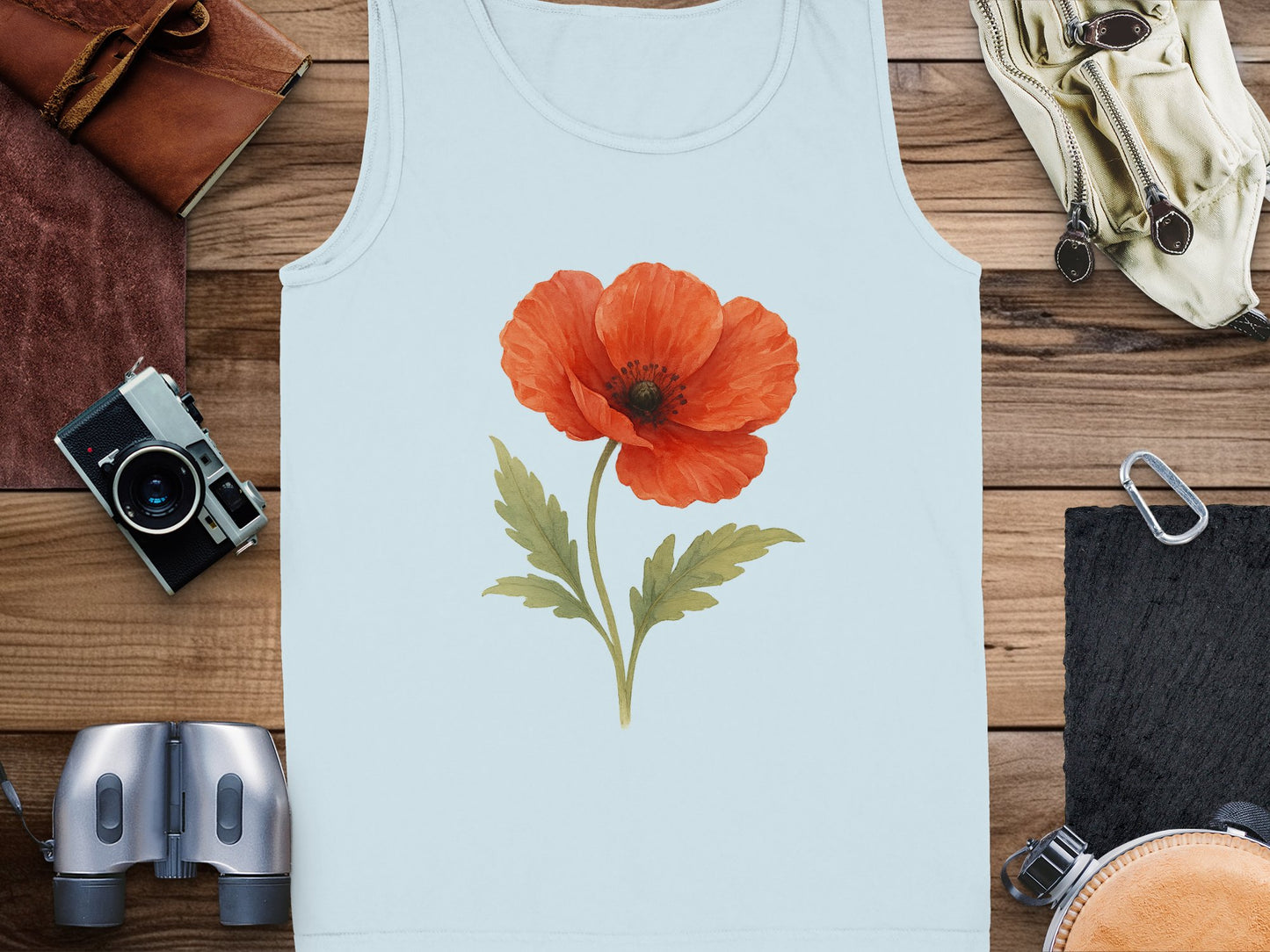 Poppy Flower Printed Sleeveless Shirt product type