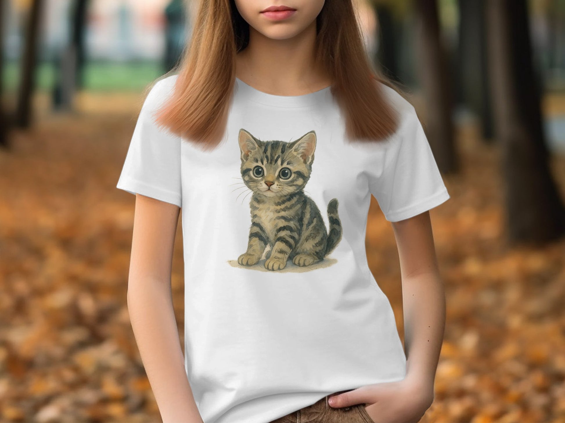 Cute Tabby Cat Illustration Print Women's Tshirt Product