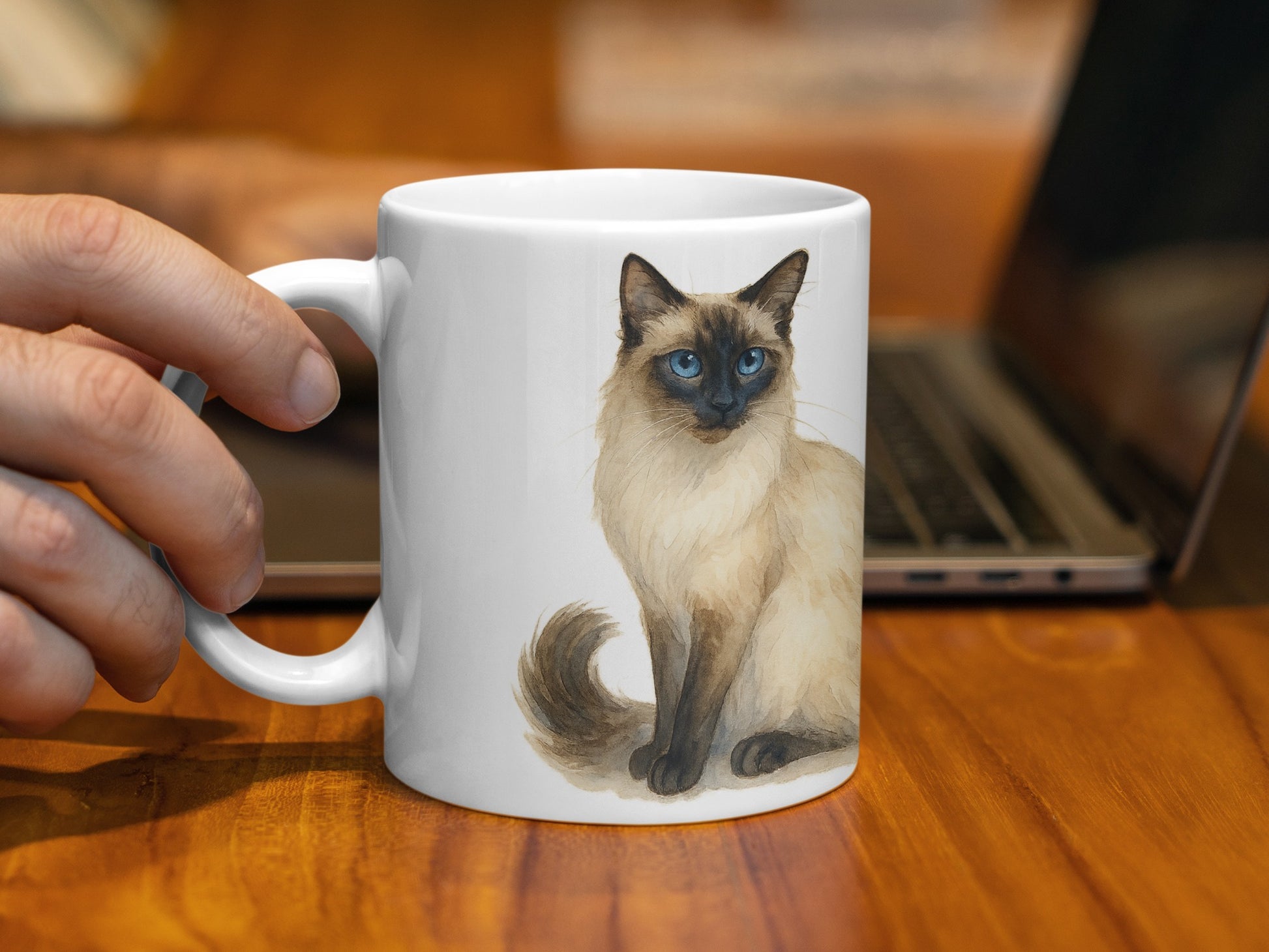 Cute Siamese Cat Art White Coffee Mug product type