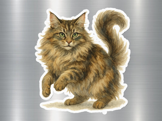 Adorable Fluffy Cat Illustrated Design Sticker product