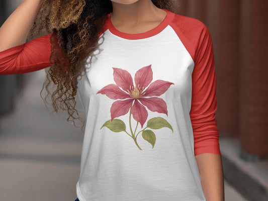 Floral Design Long-Sleeve Graphic Tee Shirt product