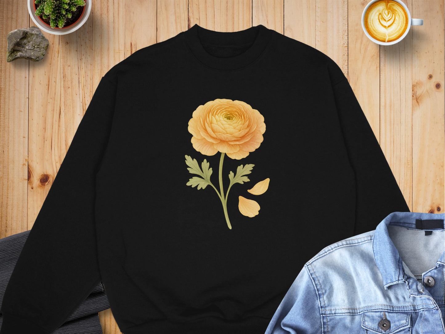 Yellow Flower Print Black Sweatshirt product