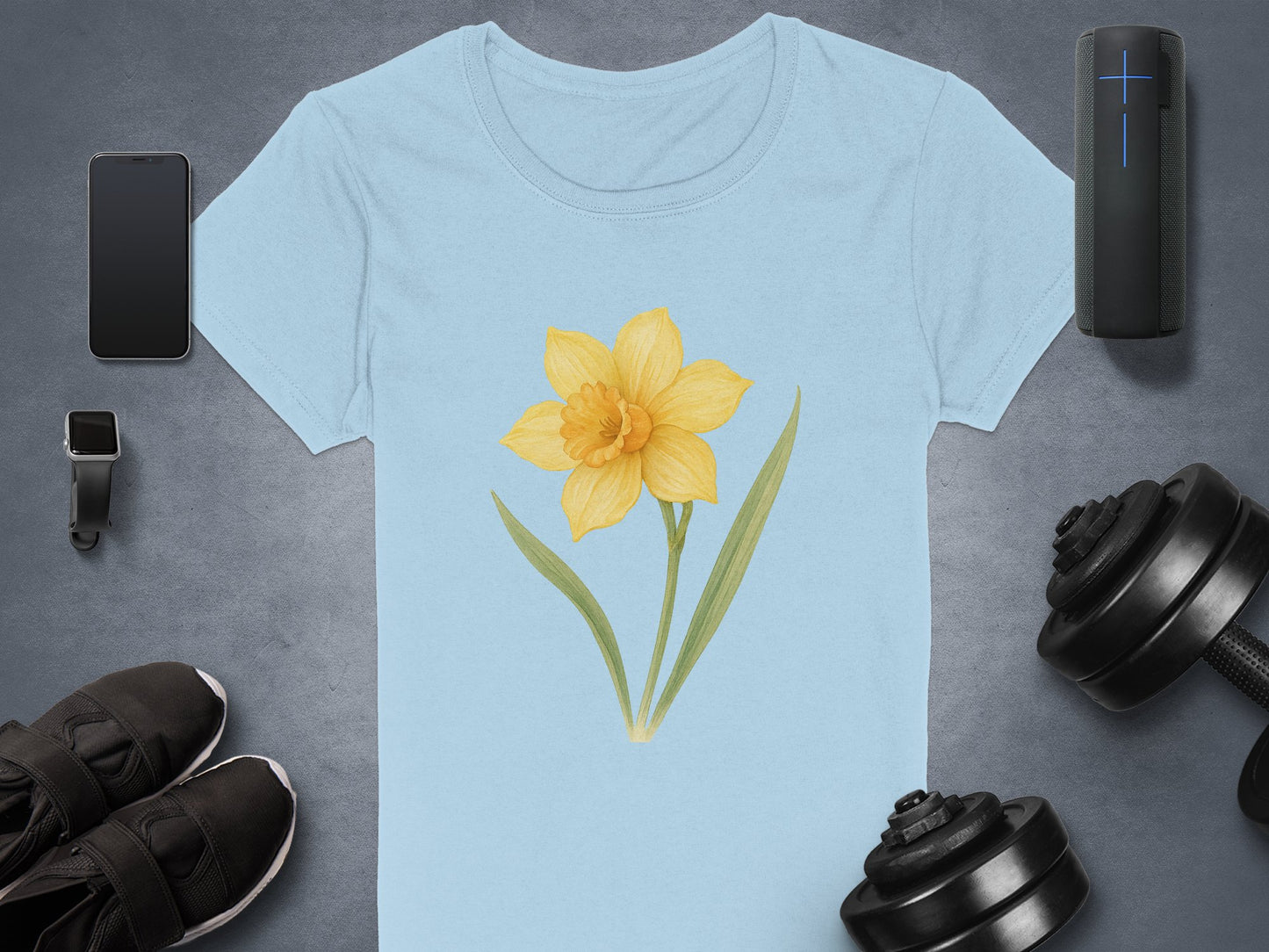 Beautiful Yellow Flower on Light Blue T-Shirt product