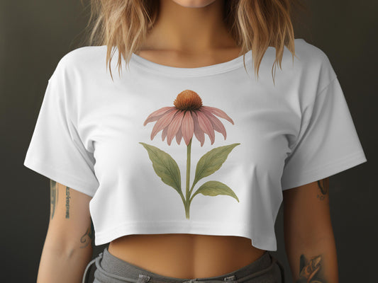 Beautiful Floral Artwork on Trendy Crop Top Product