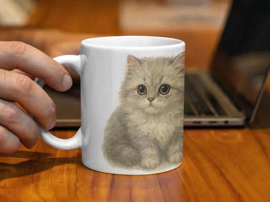 Cute Kitten Illustration Coffee Mug Product