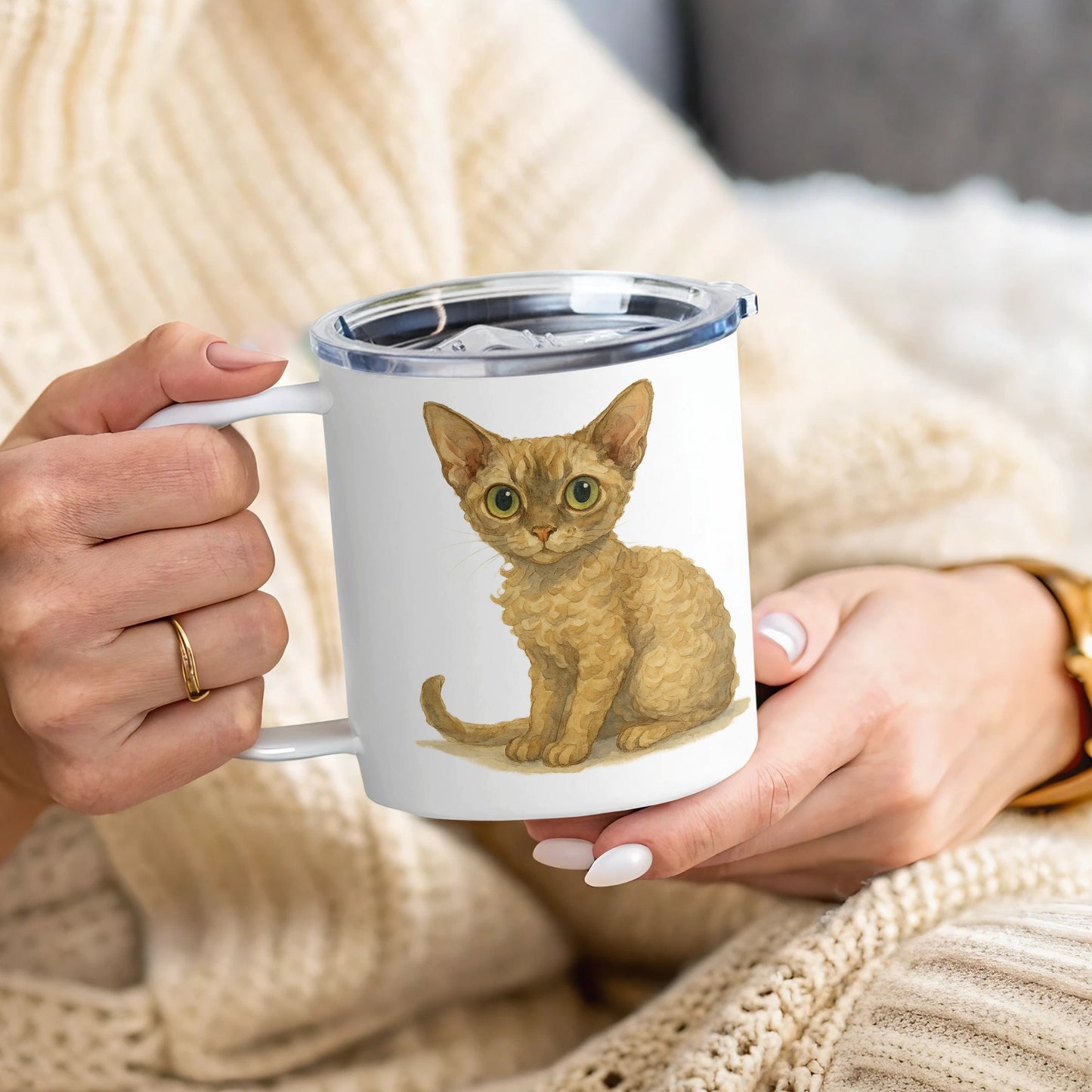 Adorable Cat Illustration Insulated Mug product