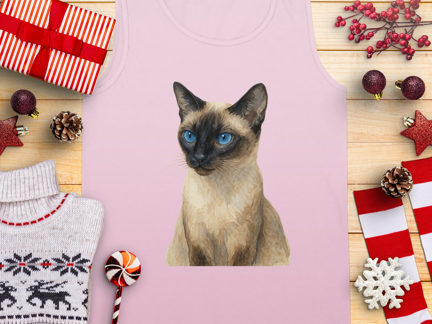 Charming Cat Graphic Tank Top Festive Gift Product