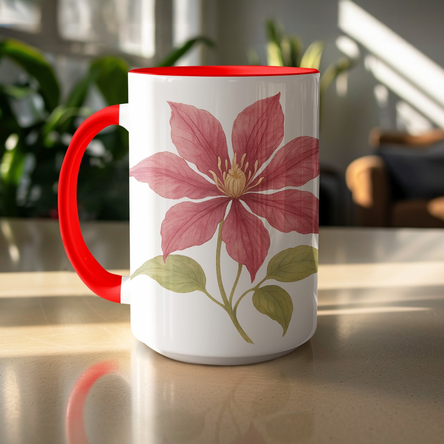 Beautiful Red Flower Design Mug for Beverages product