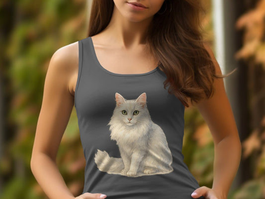 Beautiful White Cat Graphic Gray Tank Top product type