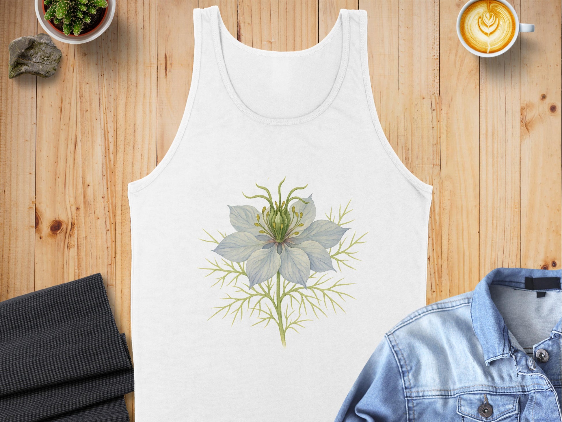 Artistic Flower Design on White Tank Top product