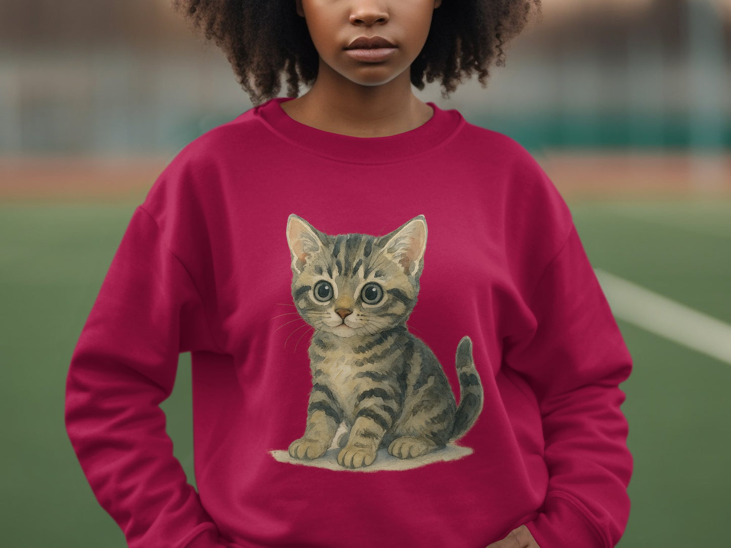 Cute Kitten Graphic on Bright Red Sweatshirt product
