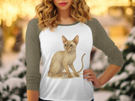Cute Cat Illustration Baseball Tee product type