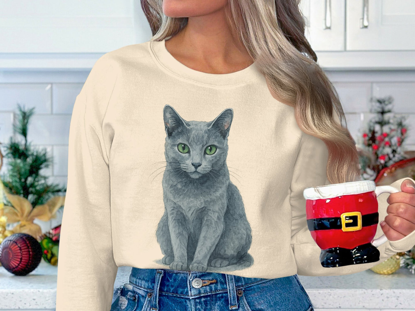 Cozy Sweatshirt with Cute Cat Print Design product