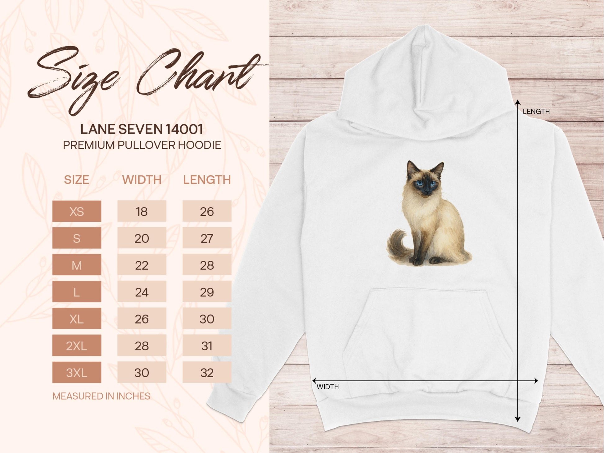 Blue-Eyed Siamese Cat Printed Pullover Hoodie product type
