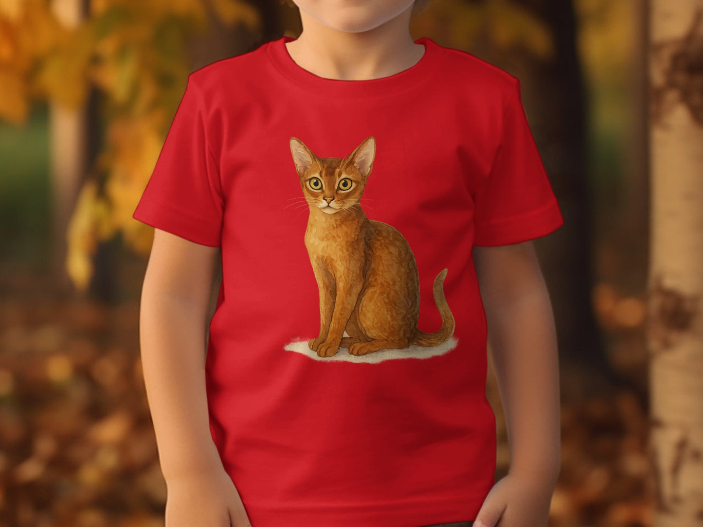Adorable Cat Graphic on Red Kids T-Shirt product