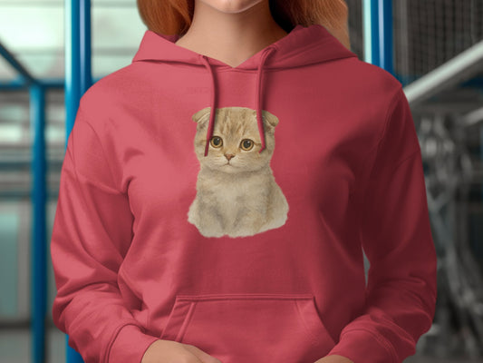 Adorable Kitten Print Hoodie Cozy and Cute Clothing Product