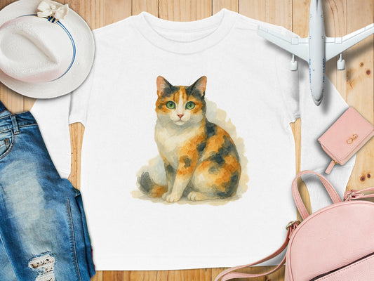 Cute Colorful Cat Illustration White T-Shirt product type