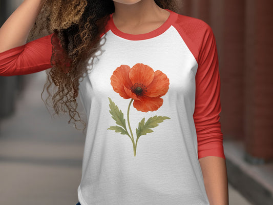 Beautiful Red Poppy Print Women's Long-Sleeve Shirt product