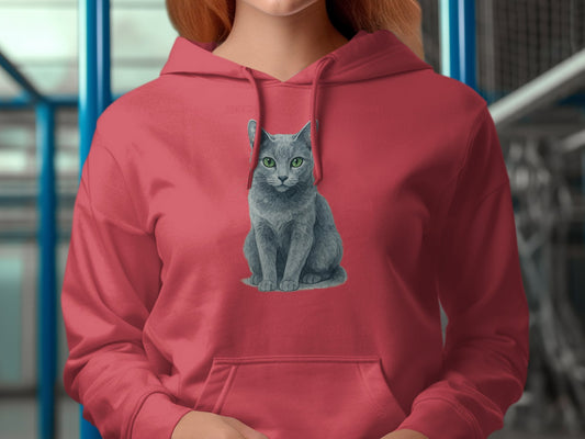 Grey Cat Graphic Hooded Sweatshirt apparel product