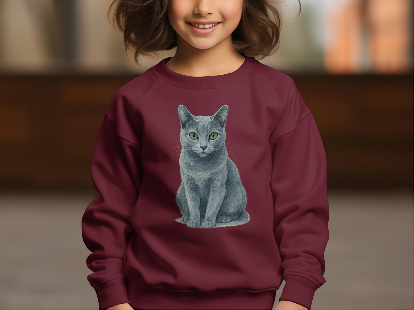 Adorable Cat Print Maroon Sweatshirt for Kids product