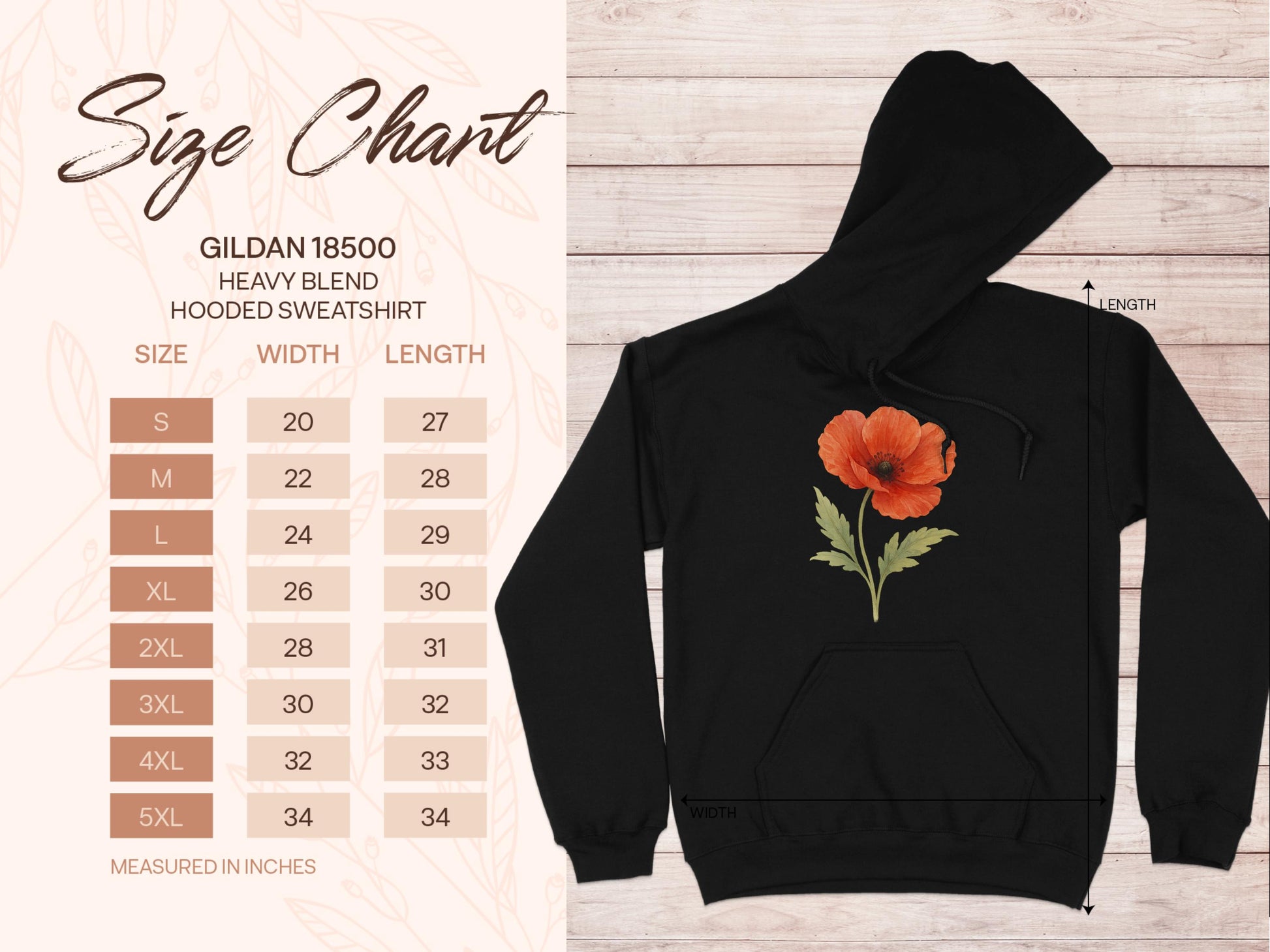Floral Poppy Graphic Heavy Blend Hooded Sweatshirt product