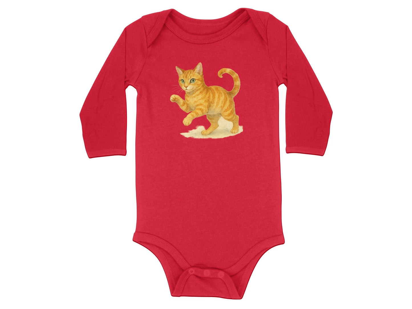 Playful Orange Cat Red Baby Onesie Gift product