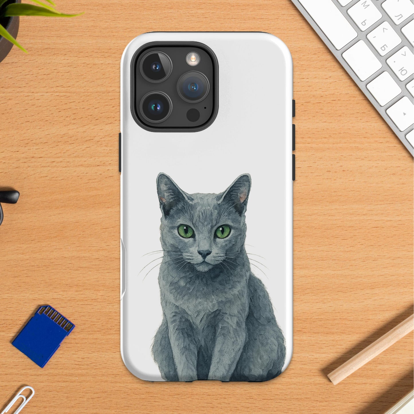 Grey Cat Illustration on Phone Case product type