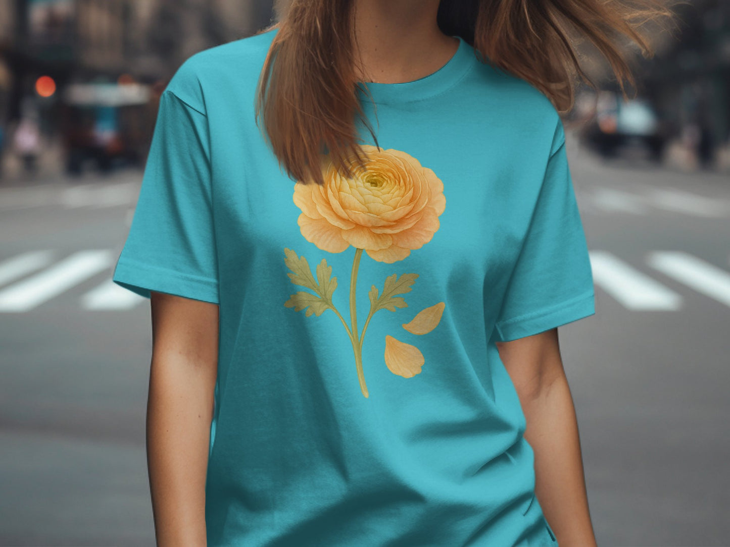 Vibrant Flower Graphic Teal Colored Shirt product