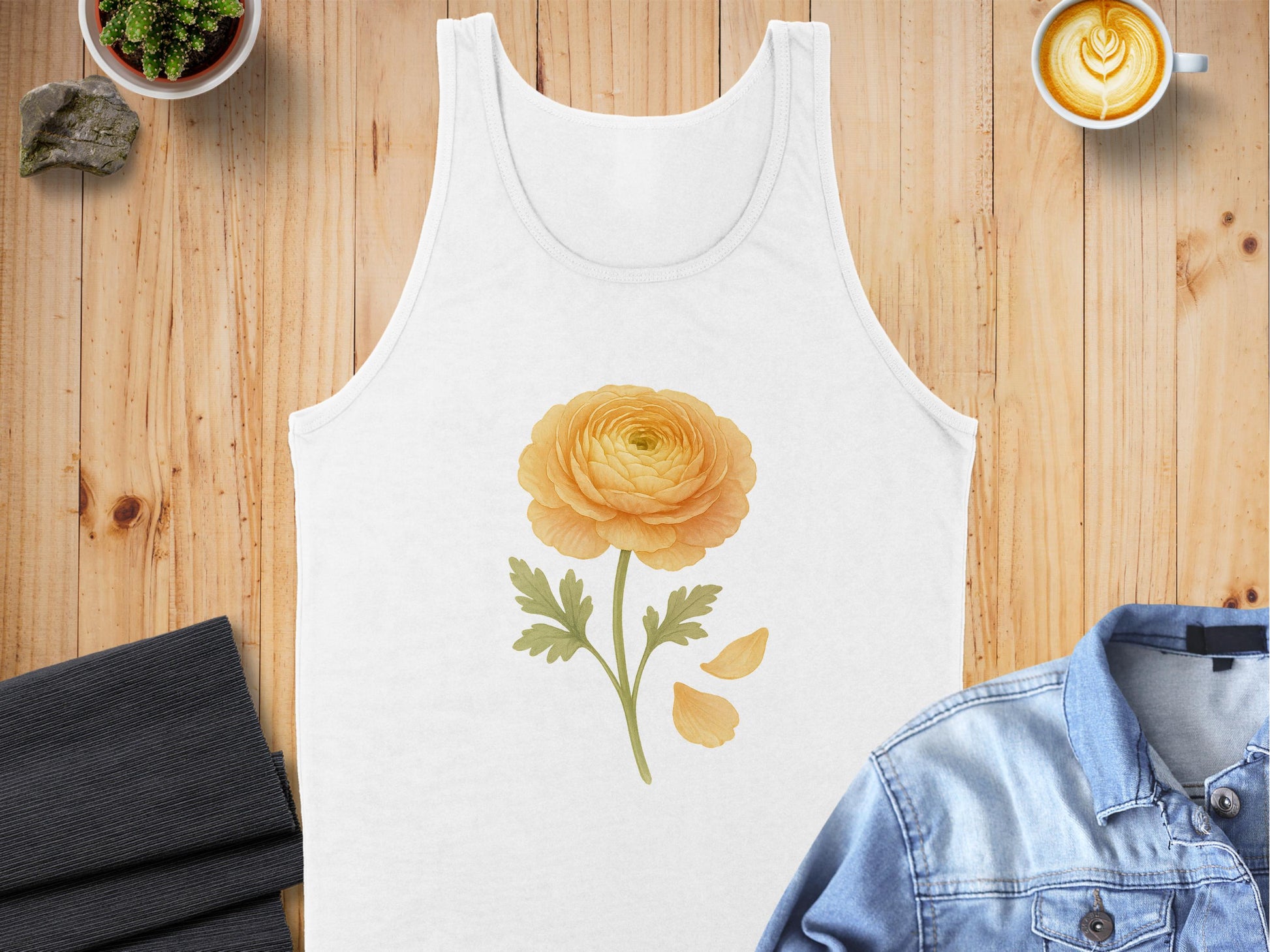 Yellow Flower Tank Top with Petals print product type